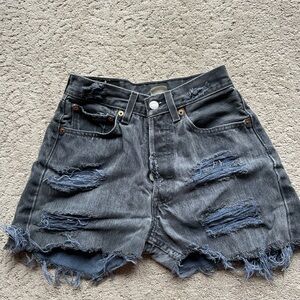 Levi's Black Distressed High-Rise Jean Shorts 26